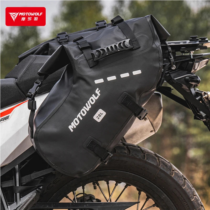Motowolf Motorcycle Bag 100%Waterproof 18L/28L/48L Large Capacity 2 Pcs Universal Fit Motorcycle Pannier Bag Saddle Side Bags