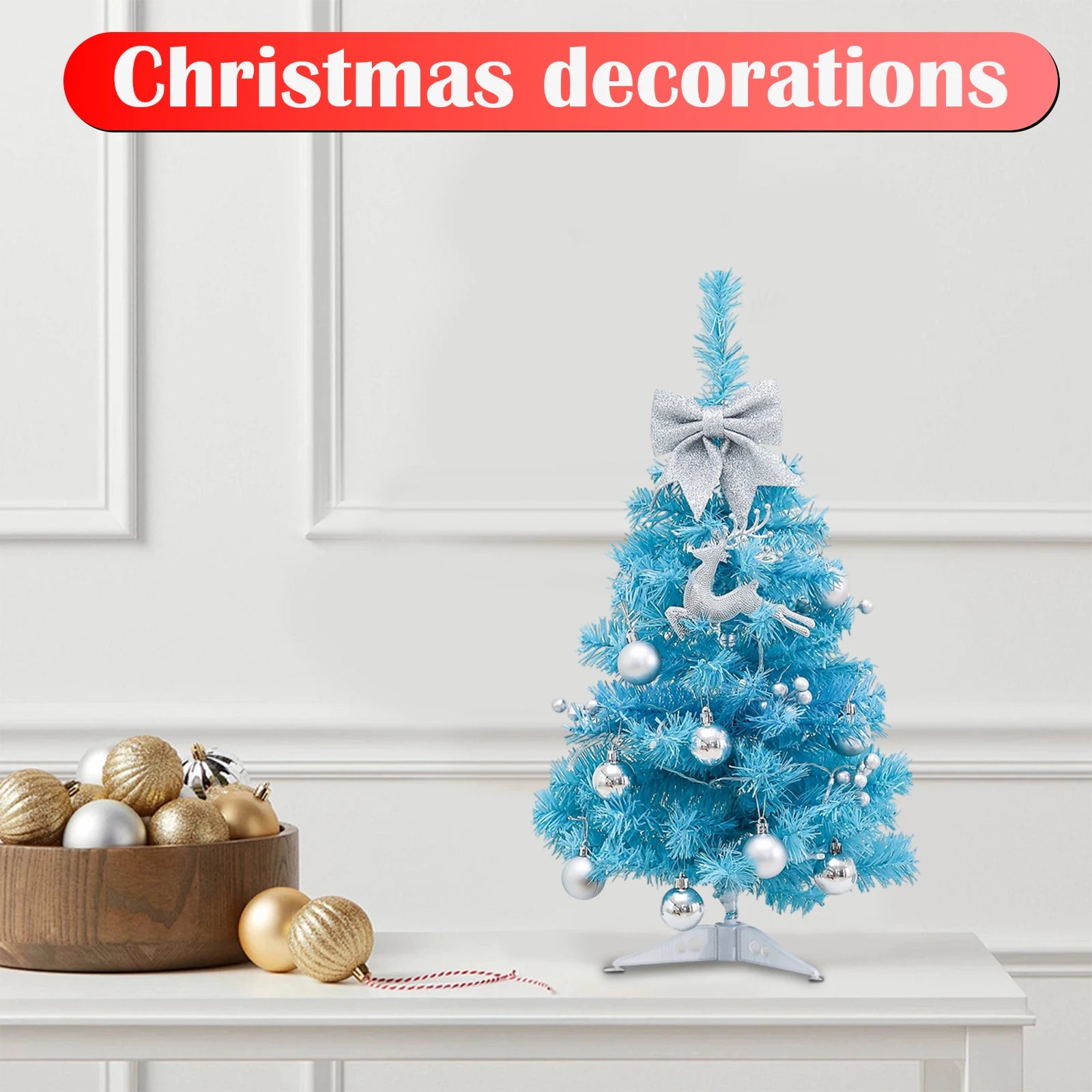Christmas Tree With lights Blue Christmas Tree Desktop Christmas Miniature Pine Christmas Decoration Desktop Mini Tree 2025
