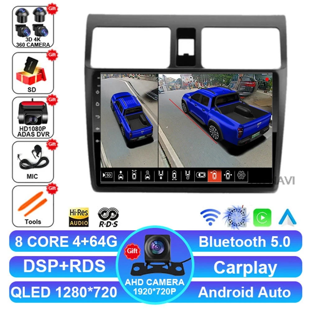 Android 15 Car Radio For Suzuki Swift 2003-2010 Multimedia Head Unit Autoradio DSP Viedo Player BT DVD 5G WIFI GPS 4G LTE QLED