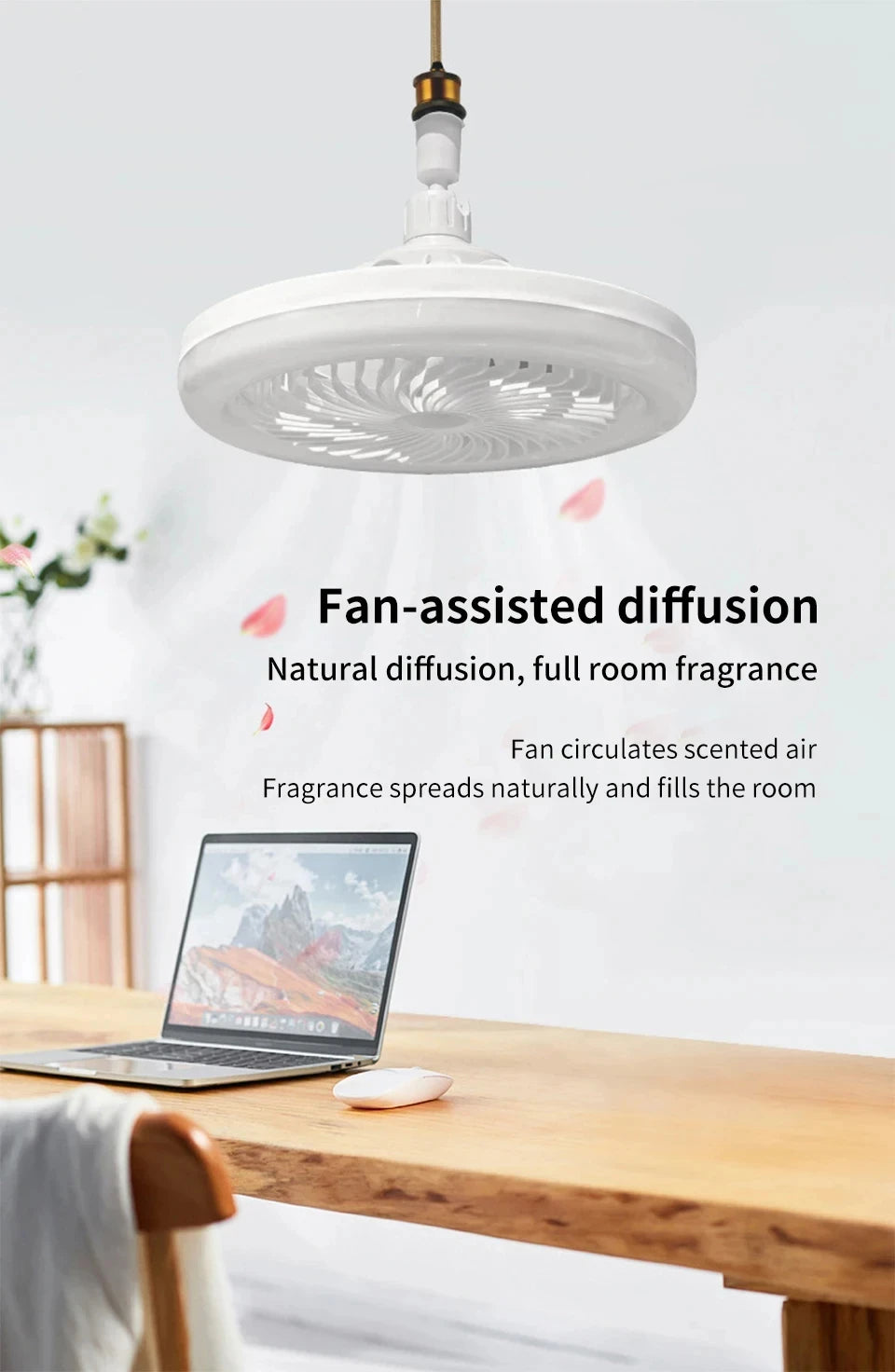 Energy-Saving Remote Control LED Ceiling Fan Lamp 85-265V for Living Room Bedroom Bottom Noise Mute E27 Base 2 In 1fans Light
