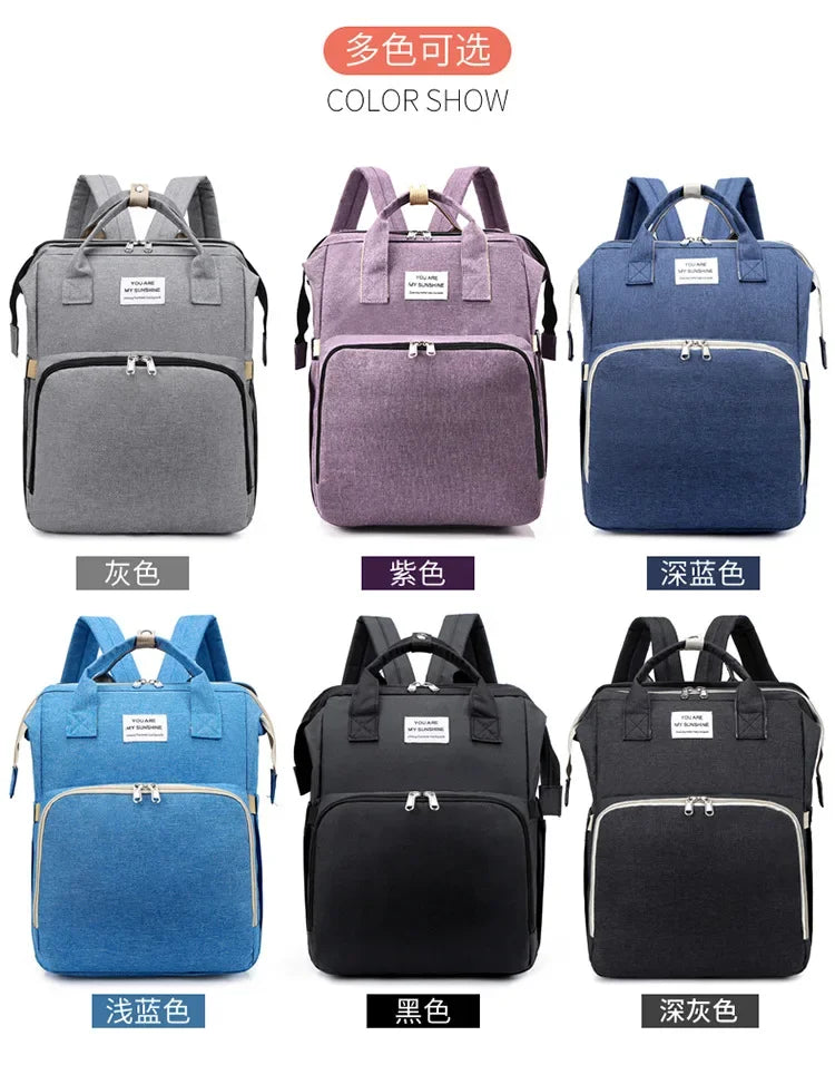 Mommy Diaper Bags Baby Bed Mother Large Capacity Nappy Milk Bottle Backpacks with Changing Mat Convenient Baby Nursing Bags