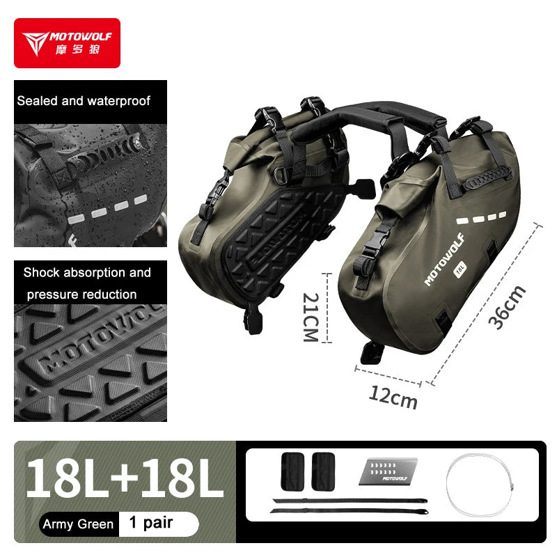 Motowolf Motorcycle Bag 100%Waterproof 18L/28L/48L Large Capacity 2 Pcs Universal Fit Motorcycle Pannier Bag Saddle Side Bags