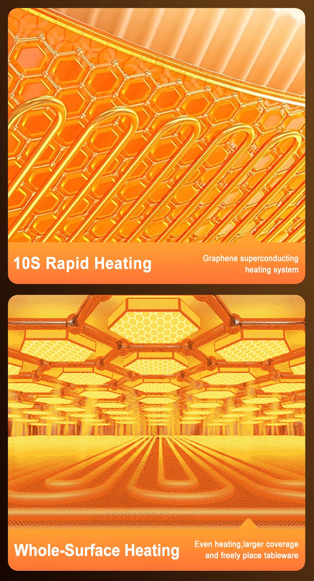 Electric Warming Tray Food Warm Plate with 3 Temperature Fast Full Surface Heating Mat Keep Food Hot Foldable Electric Warm Tray