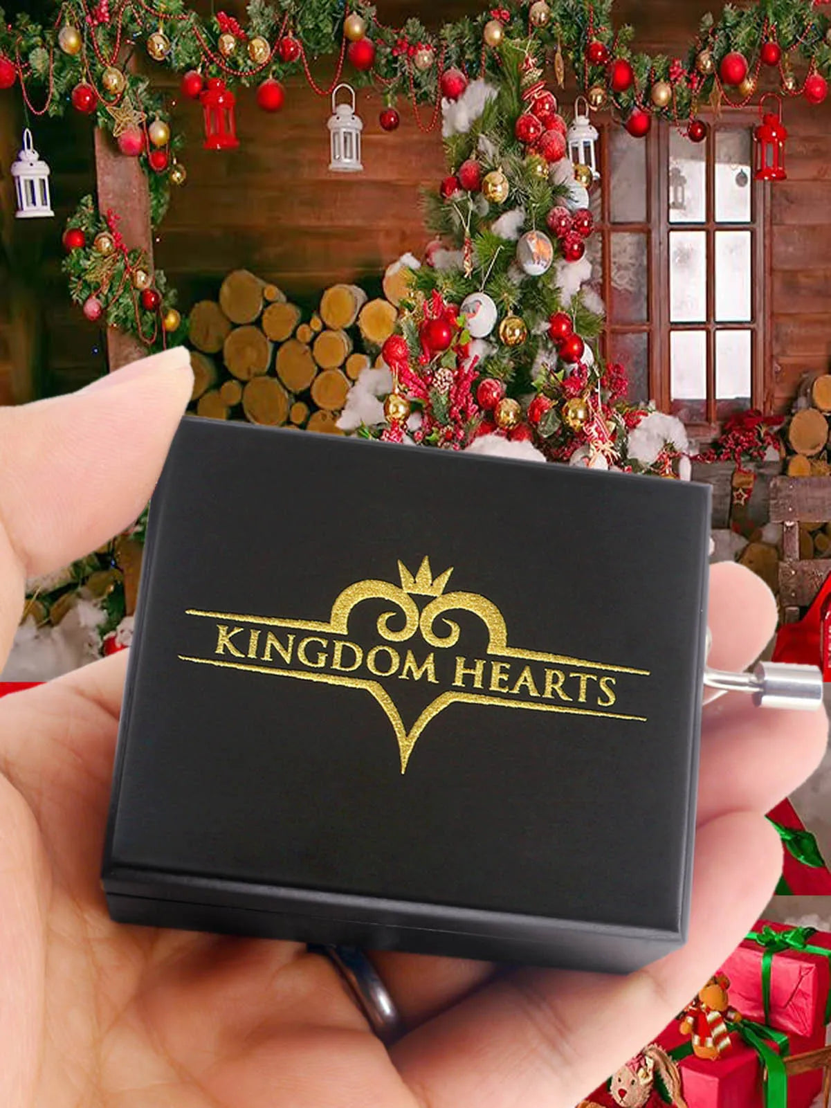 SOFTALK Kingdom heart Black Mirror Hand operated Solid Wood Music Box Birthday, Christmas, Valentine's Day Gift