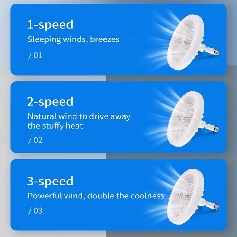 Energy-Saving Remote Control LED Ceiling Fan Lamp 85-265V for Living Room Bedroom Bottom Noise Mute E27 Base 2 In 1fans Light