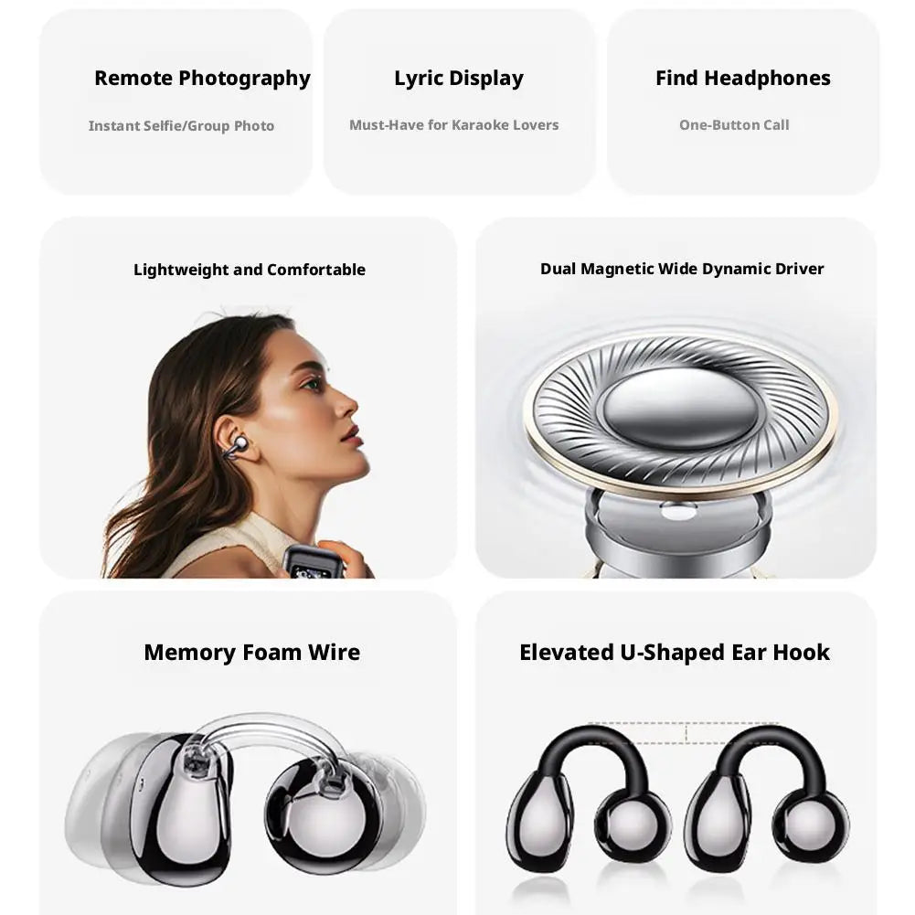 Bluetooth Earphones For XG42 Bone Conduction Ear Clip Wireless Non In Ear Comfortable Wearing Smart Touch Screen