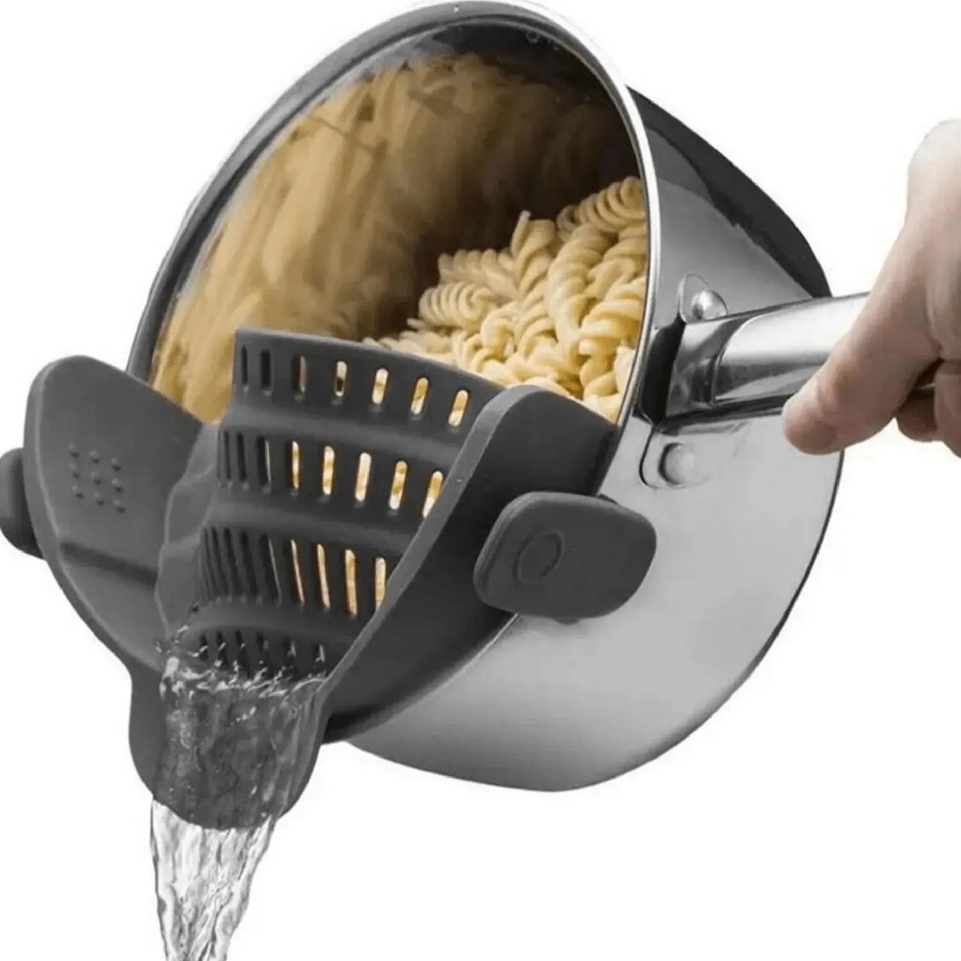 1pc Adjustable Silicone Clip-On Strainer for Pots, Pans, and Bowls - Handheld Drainer for Noodles, Pasta