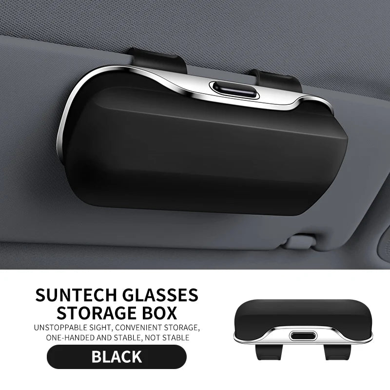 Press Switch Car Glasses Box Sun Visor Glasses Holder Internal Soft Fabric Scratch Resistant Shock-proof Eyeglasses Storage Case