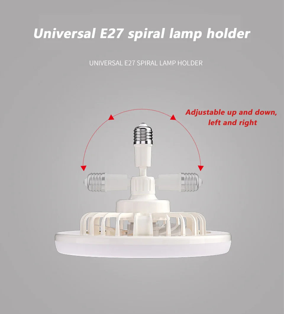 Energy-Saving Remote Control LED Ceiling Fan Lamp 85-265V for Living Room Bedroom Bottom Noise Mute E27 Base 2 In 1fans Light