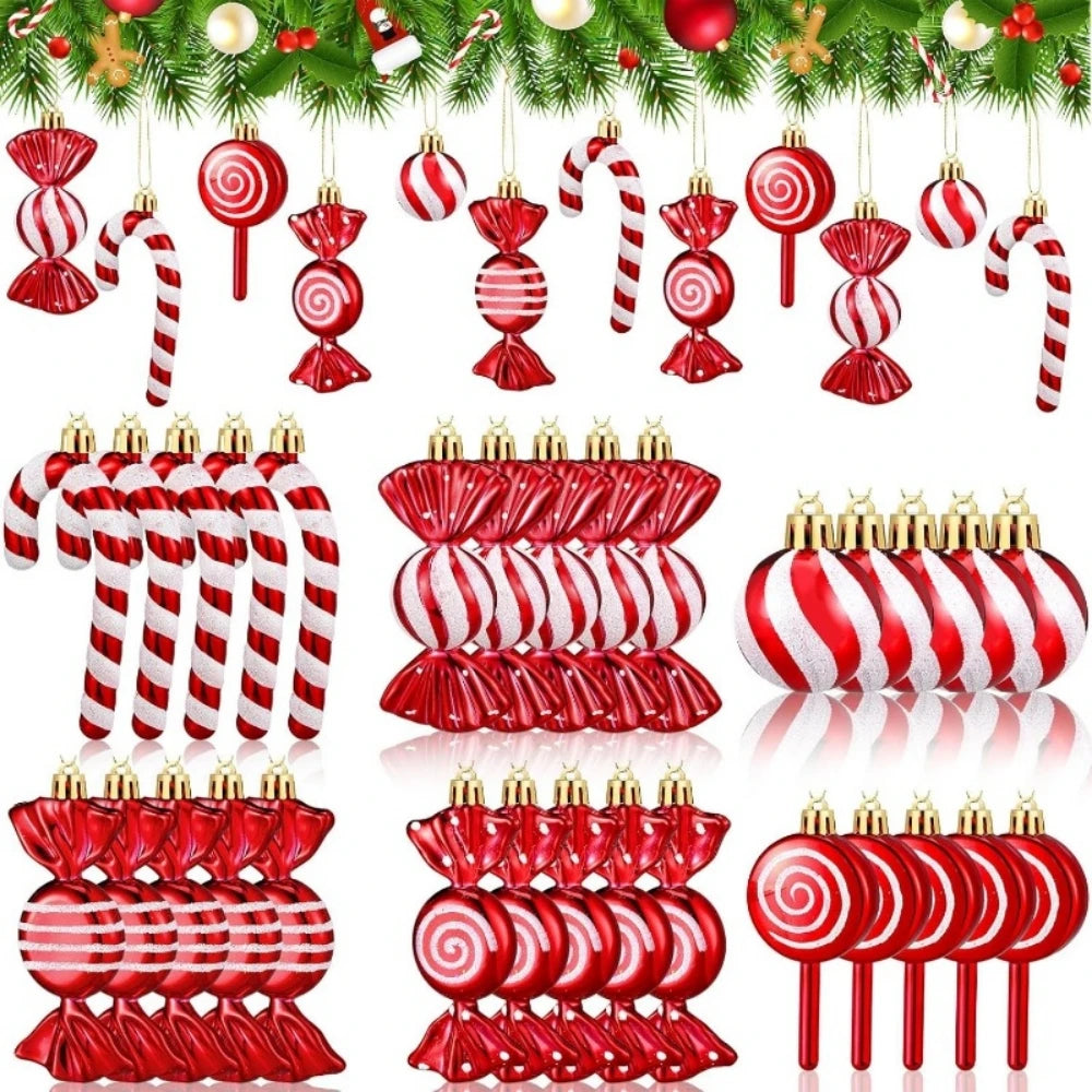 1 Set of 30Pcs 6-10cm Candy Lollipop Christmas Tree Ornaments, Christmas New Year Wedding School Family Party Gift Decoration