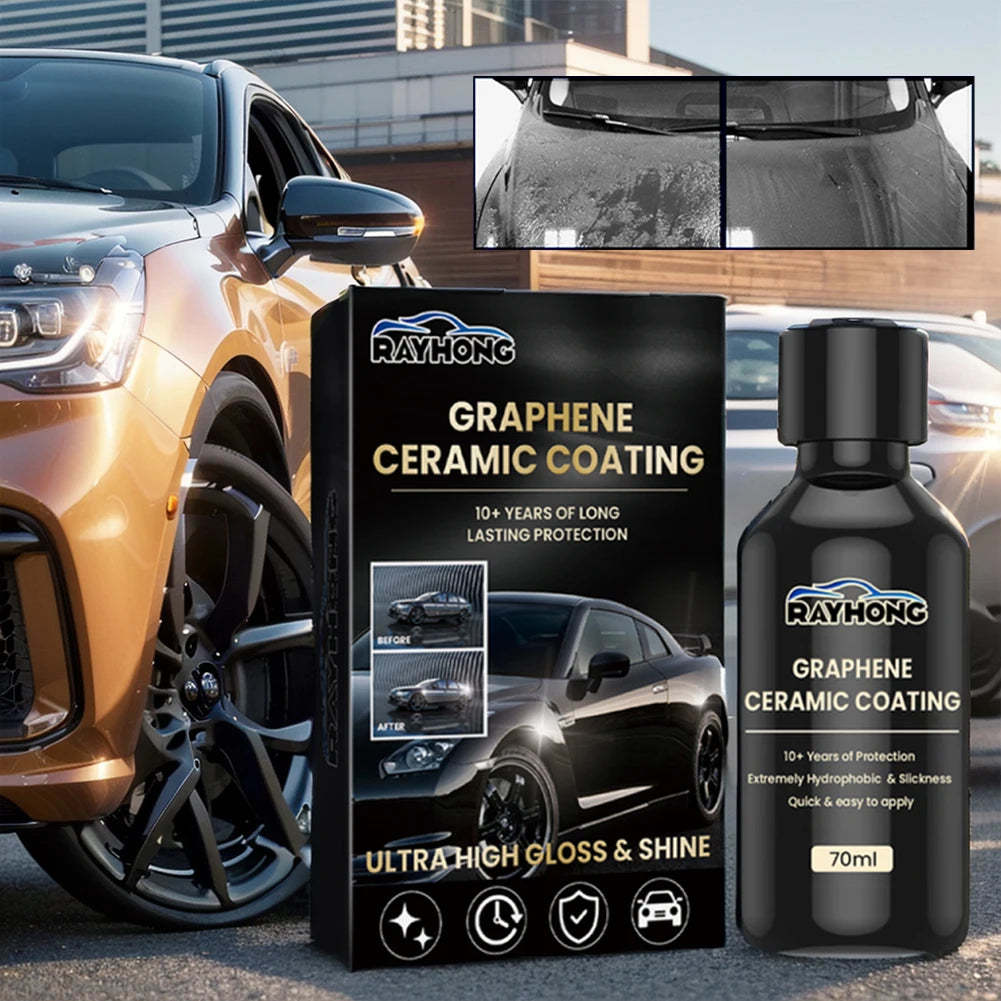 70ml Car Graphene Ceramic Coating Hardness Car Detailing Coating Polishing Liquid Hydrophobic Glass Plated Crystal Car Accessory