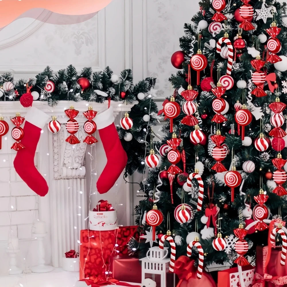 1 Set of 30Pcs 6-10cm Candy Lollipop Christmas Tree Ornaments, Christmas New Year Wedding School Family Party Gift Decoration