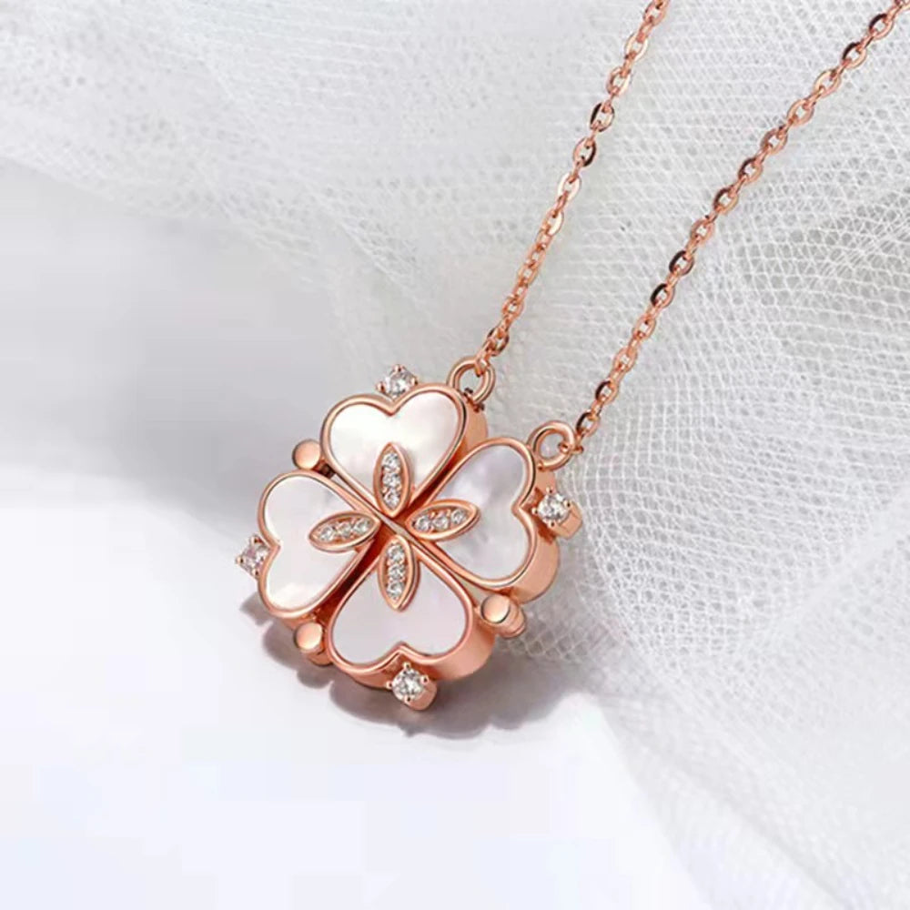316L Stainless Steel Love Magnetic Pendant Necklace for Women Clover Choker Heart Shaped Open Necklace Crystal Jewelry BffGift