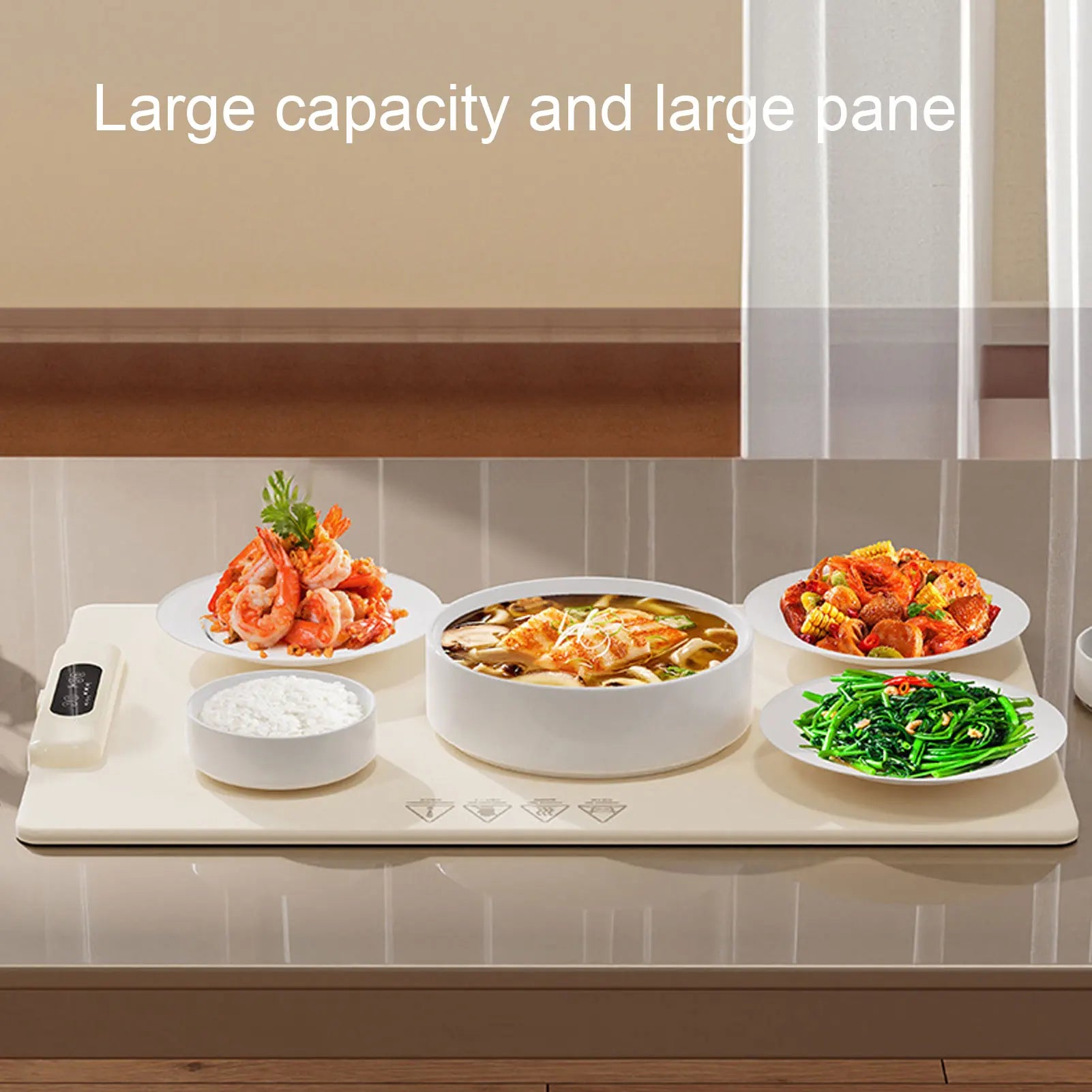 Multifunctional 3 Temperature Electric Food Heating Mat Silicone Warming Pad Cream White Kitchen Essential