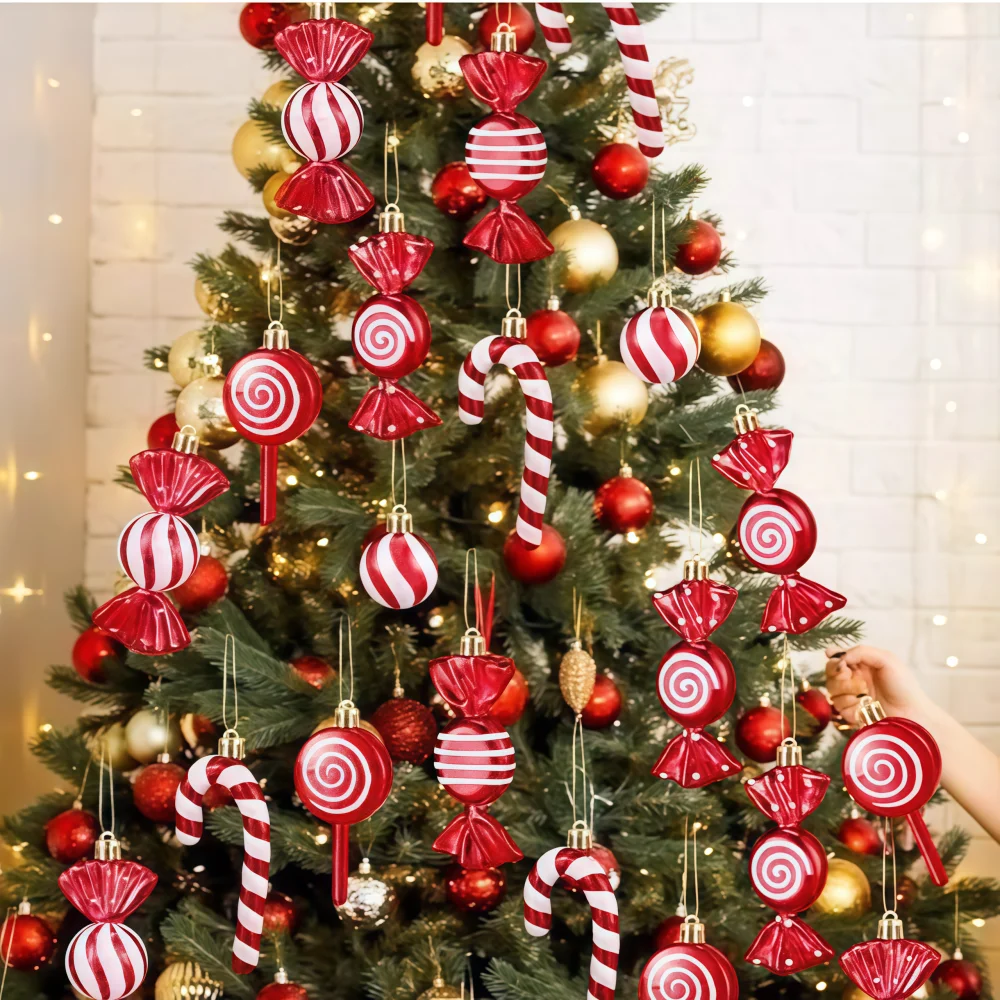 1 Set of 30Pcs 6-10cm Candy Lollipop Christmas Tree Ornaments, Christmas New Year Wedding School Family Party Gift Decoration