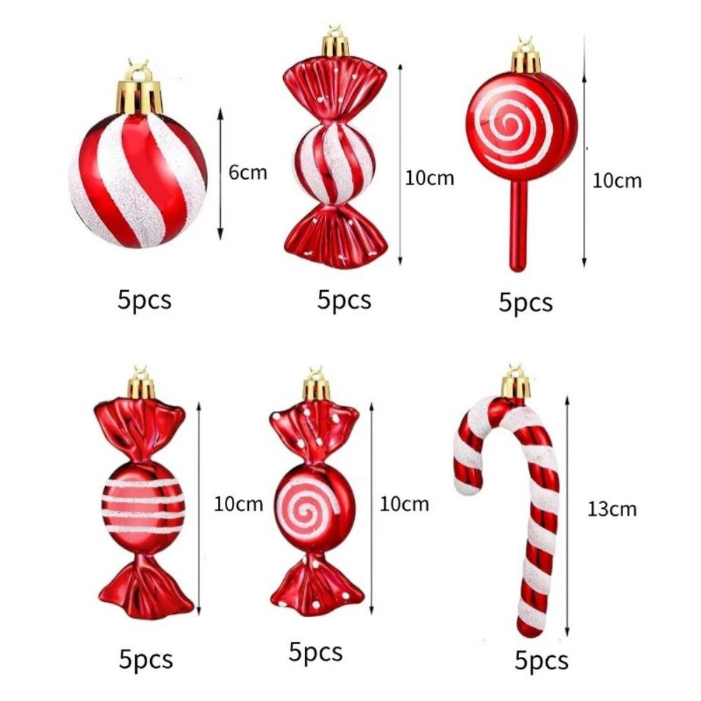 1 Set of 30Pcs 6-10cm Candy Lollipop Christmas Tree Ornaments, Christmas New Year Wedding School Family Party Gift Decoration