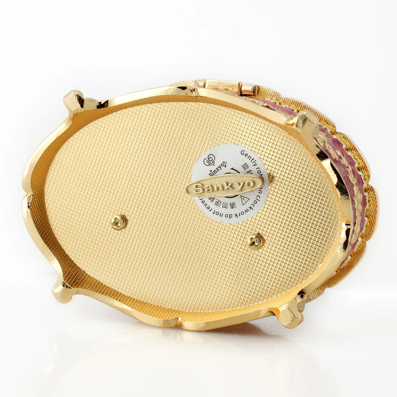 SOFTALK Oval Emboss Alloy Metal Music Box Wind Up Antique Jewelry Musical Boxes Anastasia Birthday Valentine's Day Gifts