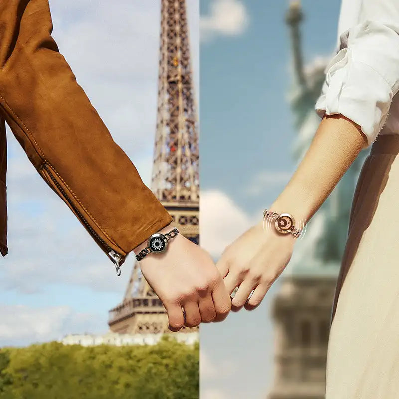 Long Distance touch Light up&Vibrate Bracelets for Couples, Long Distance Relationship Gifts Smart Sun&Moon Love Bracelet