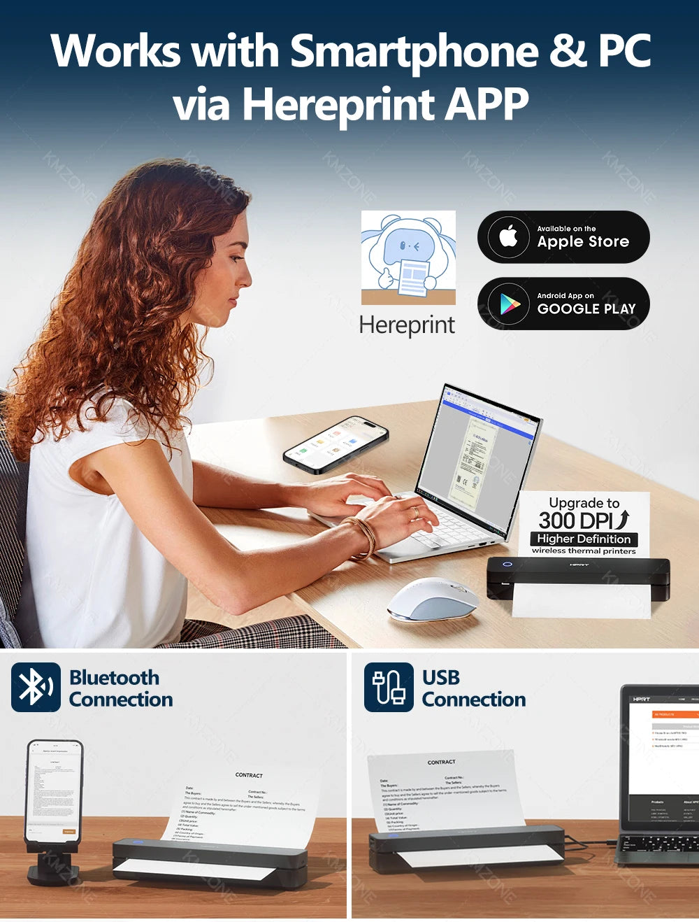 300DPI Mini A4 A5 Portable Thermal Printer HPRT MT610Pro Bluetooth Connect Android iOS for Office Travel A40 Folded Tattoo Paper
