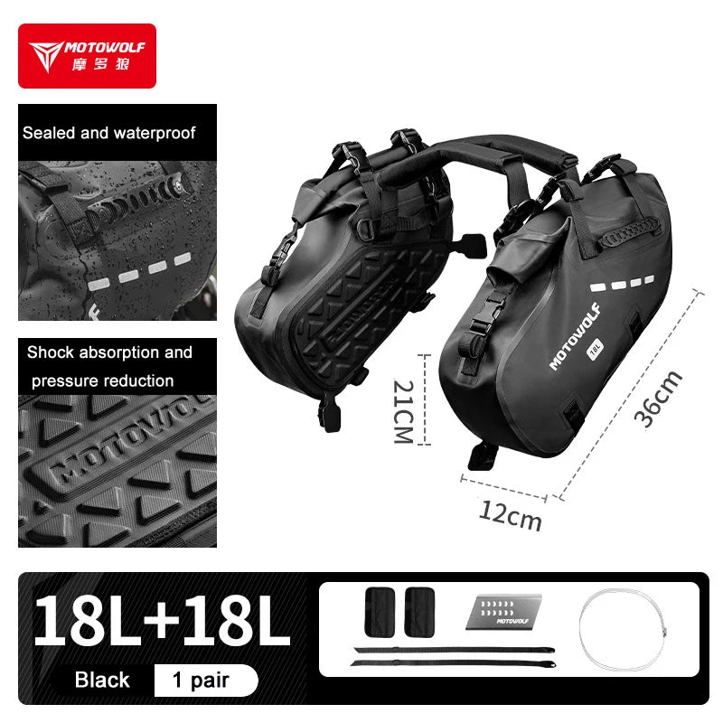 Motowolf Motorcycle Bag 100%Waterproof 18L/28L/48L Large Capacity 2 Pcs Universal Fit Motorcycle Pannier Bag Saddle Side Bags
