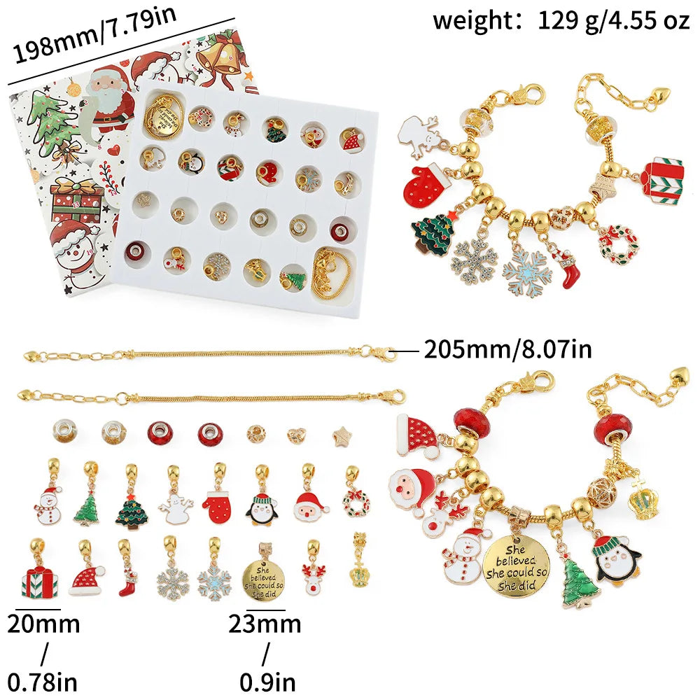 Christmas 24 Days Down Days Creative Blind Box Cute Fashion DIY Accessories Handmade Bracelet Necklace Jewelry Accessories