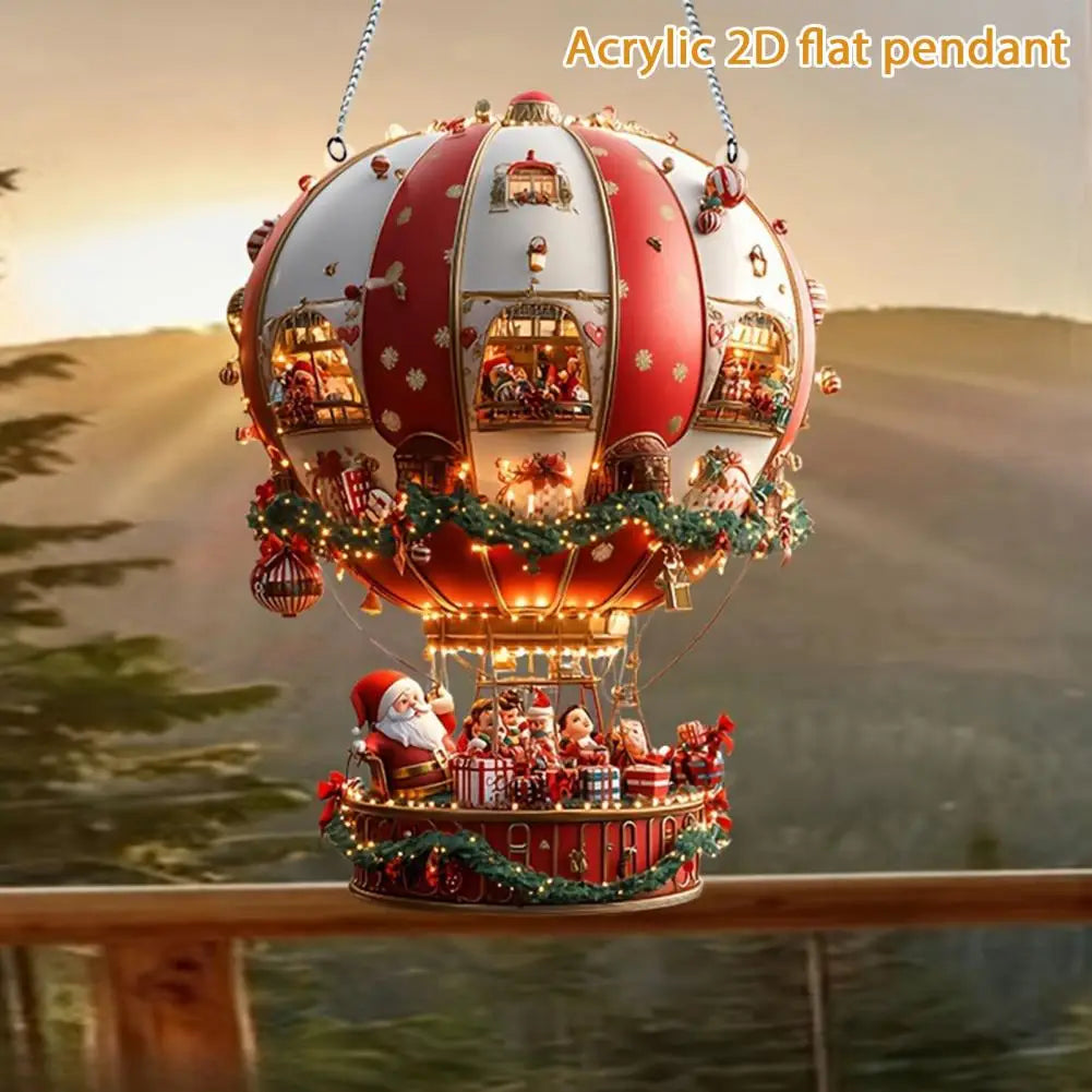 Long-lasting Christmas Decor Festive Christmas Hot Air Balloon Ornaments for Trees Windows Santa 2d Acrylic Xmas Tree for Doors