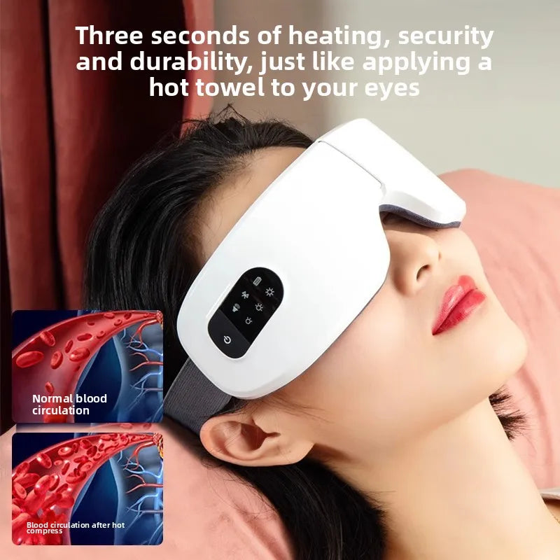 Foldable Eye Massager with Heating/Cooling Modes - Vibrating for Dry Eye Relief & Relaxation (Portable Design)