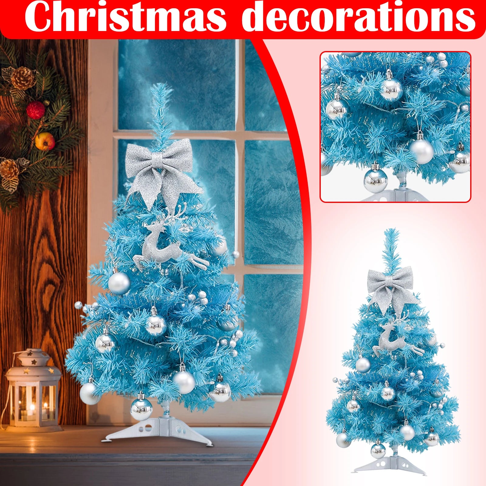 Christmas Tree With lights Blue Christmas Tree Desktop Christmas Miniature Pine Christmas Decoration Desktop Mini Tree 2025