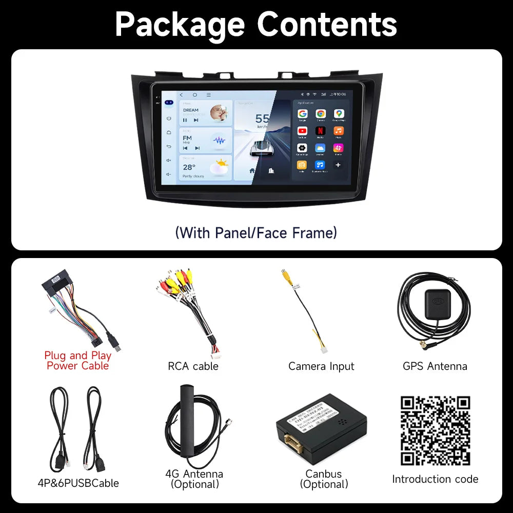 JIUYIN Car Radio Stereo For Suzuki Swift 4 2011 2012 -2016 Android 15 Multimedia Video Player 2 Din Auto Audio G Stereo Audio