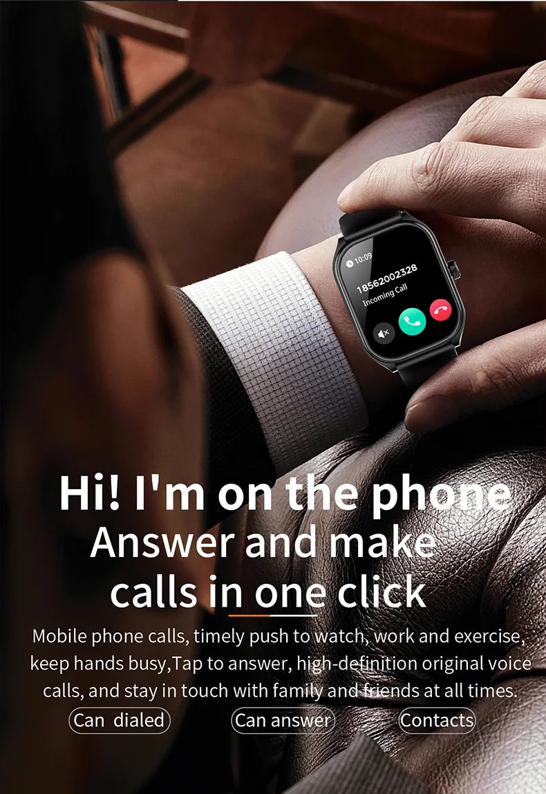 Smart Watch 2.01'' AMOLED Curved Screen IP68 Waterproof Bluetooth 5.3 Call AI Vioce Assistant Fitness Smartwatch for Men