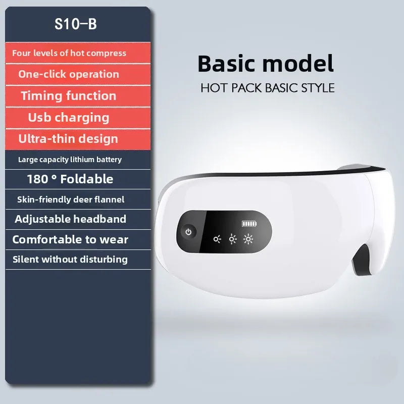 Foldable Eye Massager with Heating/Cooling Modes - Vibrating for Dry Eye Relief & Relaxation (Portable Design)