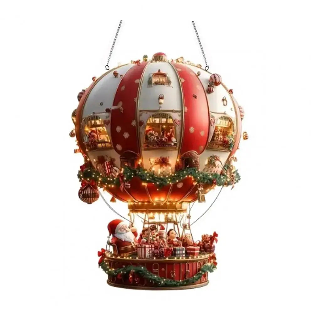 Long-lasting Christmas Decor Festive Christmas Hot Air Balloon Ornaments for Trees Windows Santa 2d Acrylic Xmas Tree for Doors