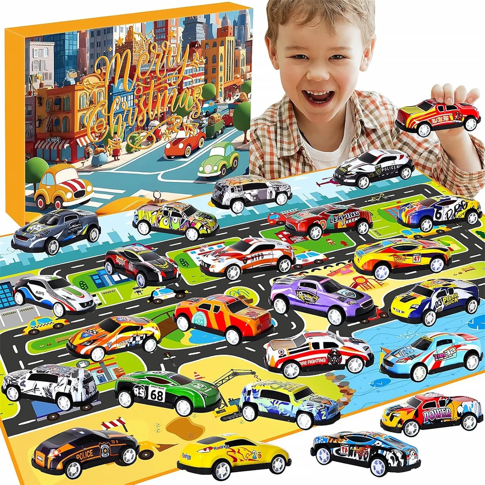 Christmas Advent Calendar Car Toys 24pcs Alloy Race Car Toys Christmas Countdown Calendar Decorative New Year Kids Gifts
