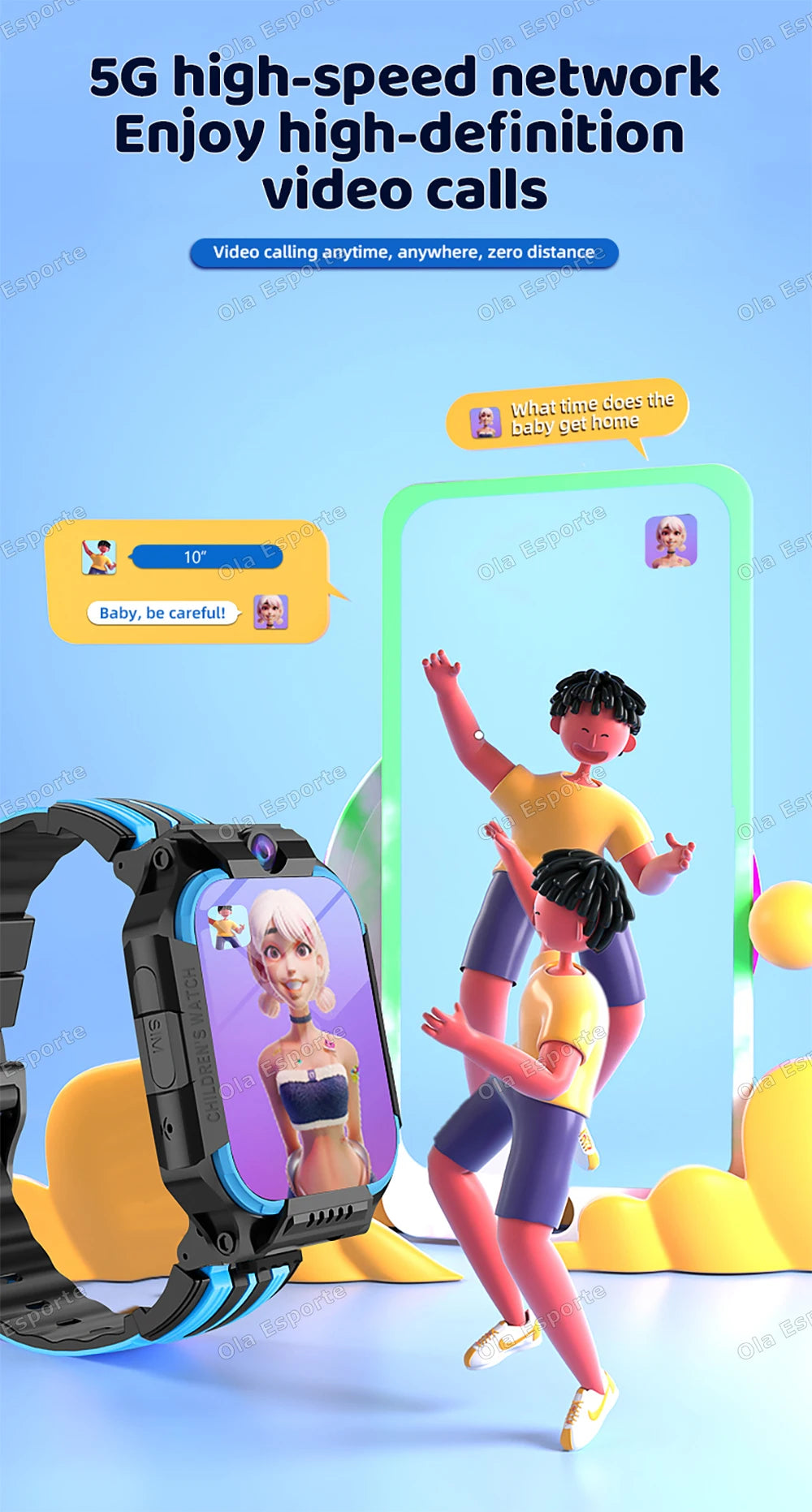 New Kids 5G Smart Watch SOS GPS+BDS/GLONASS Location Phone Call Camera Child Smartwatch 1.83 Inch WIFI Waterproof For Watch Gift