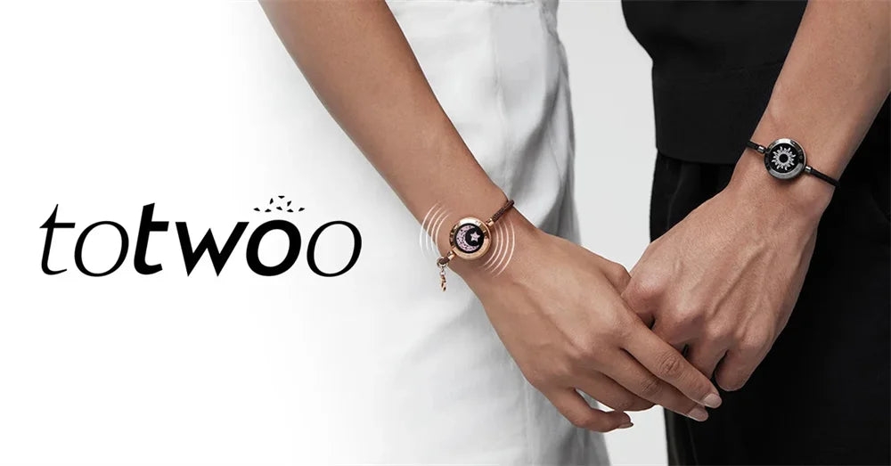 Long Distance touch Light up&Vibrate Bracelets for Couples, Long Distance Relationship Gifts Smart Sun&Moon Love Bracelet