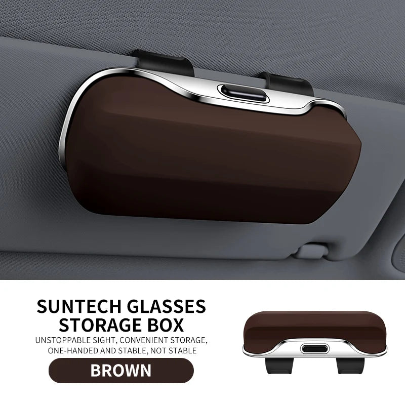 Press Switch Car Glasses Box Sun Visor Glasses Holder Internal Soft Fabric Scratch Resistant Shock-proof Eyeglasses Storage Case