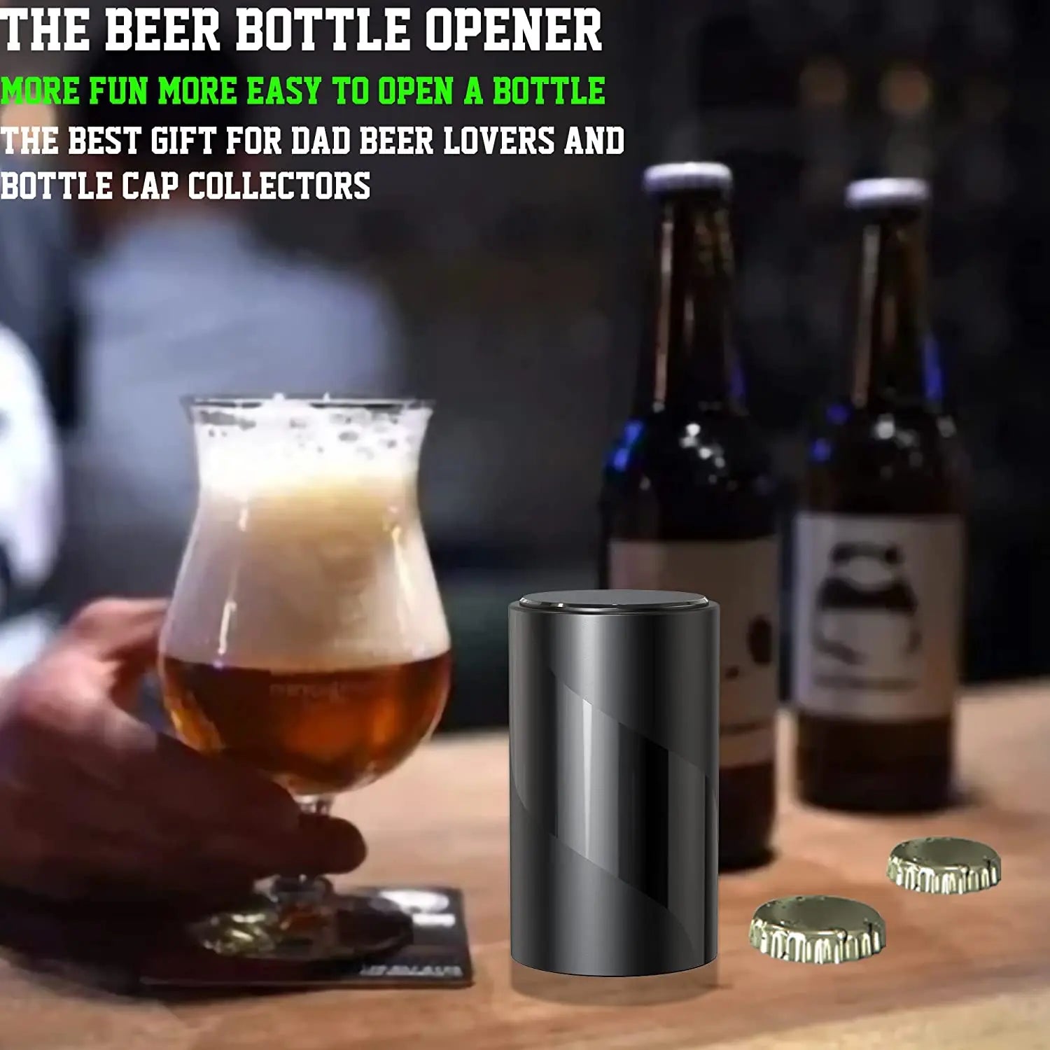 Beer Bottle Opener,Automatic Stainless Steel Quick Pop the Top Can Openers Magnetic Beer Opener for Home Picnic Camping