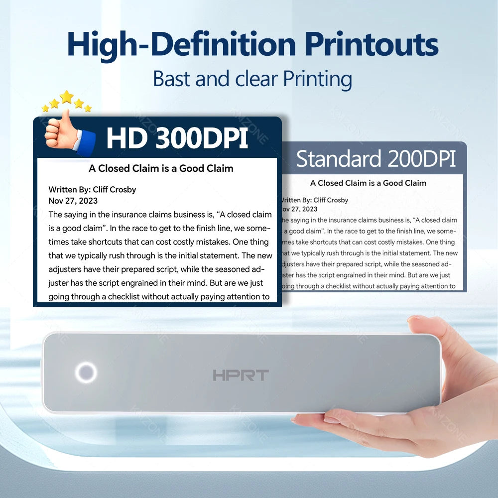 300DPI Mini A4 A5 Portable Thermal Printer HPRT MT610Pro Bluetooth Connect Android iOS for Office Travel A40 Folded Tattoo Paper