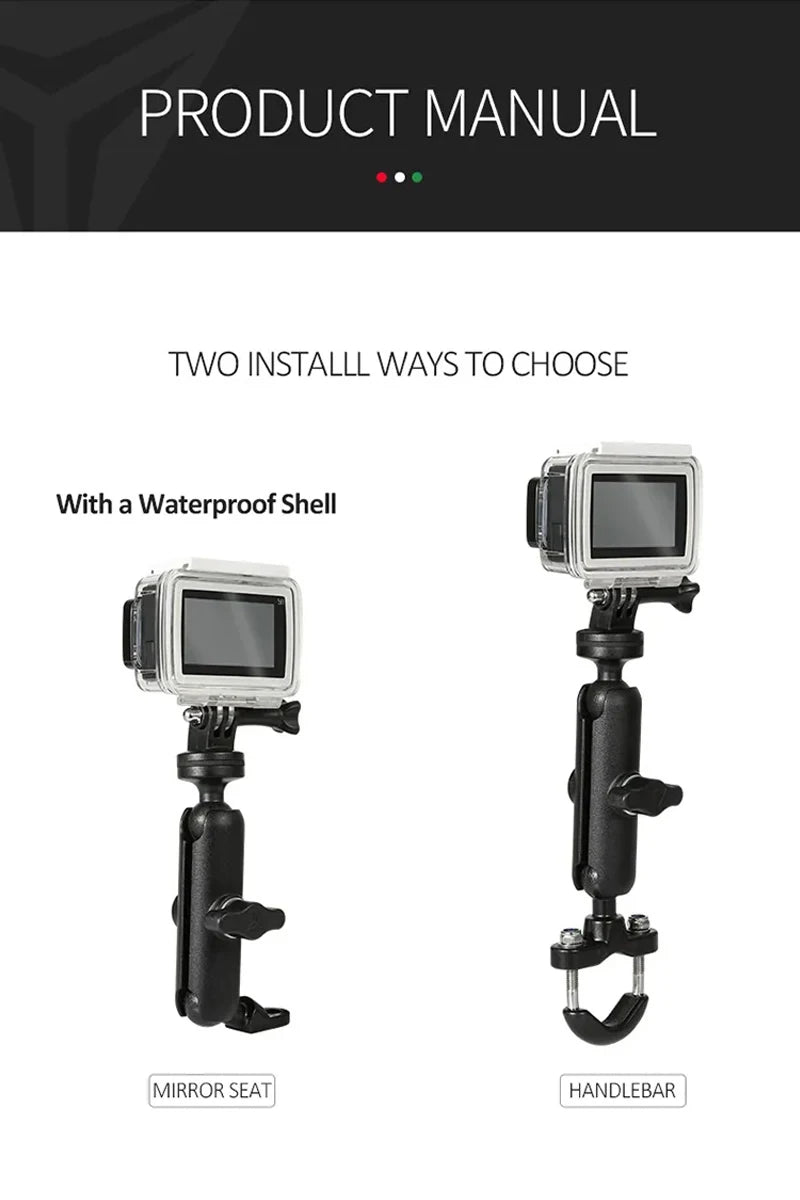 For Hero8/7/6/5/4/3+ Action Cameras Accessory 360 Rotating Motorcycle Bike Camera Holder Handlebar Mirror Mount Bracket