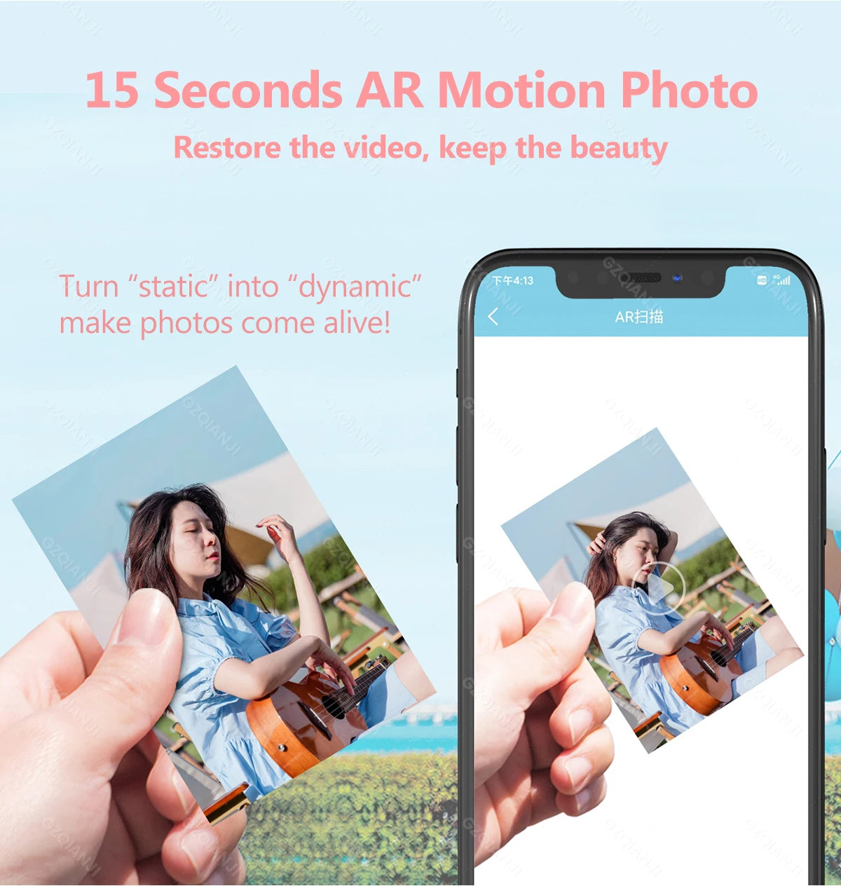 Portable Color Photo Printer Mini Pocket 300dpi Bluetooth for DIY Share Photo Picture Work Home CP2100 Machine 2x3 inch Papers