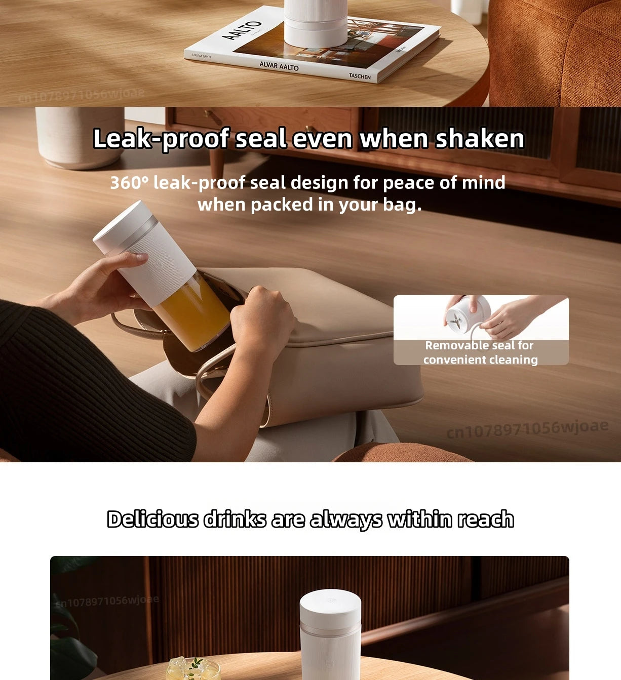 Mijia Portable Juicer 2 Fruit Automatic Juicer Type-C Charging Automatic Rinse Household 300ML Capacity Juicer