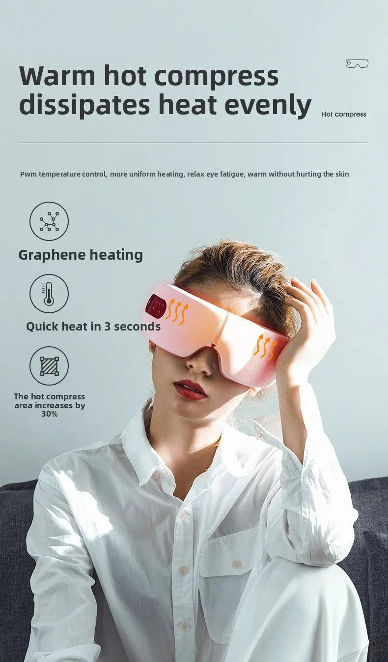 Foldable Eye Massager with Heating/Cooling Modes - Vibrating for Dry Eye Relief & Relaxation (Portable Design)