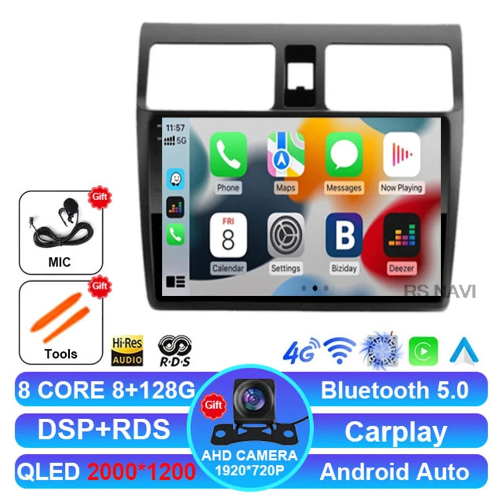 Android 15 Car Radio For Suzuki Swift 2003-2010 Multimedia Head Unit Autoradio DSP Viedo Player BT DVD 5G WIFI GPS 4G LTE QLED