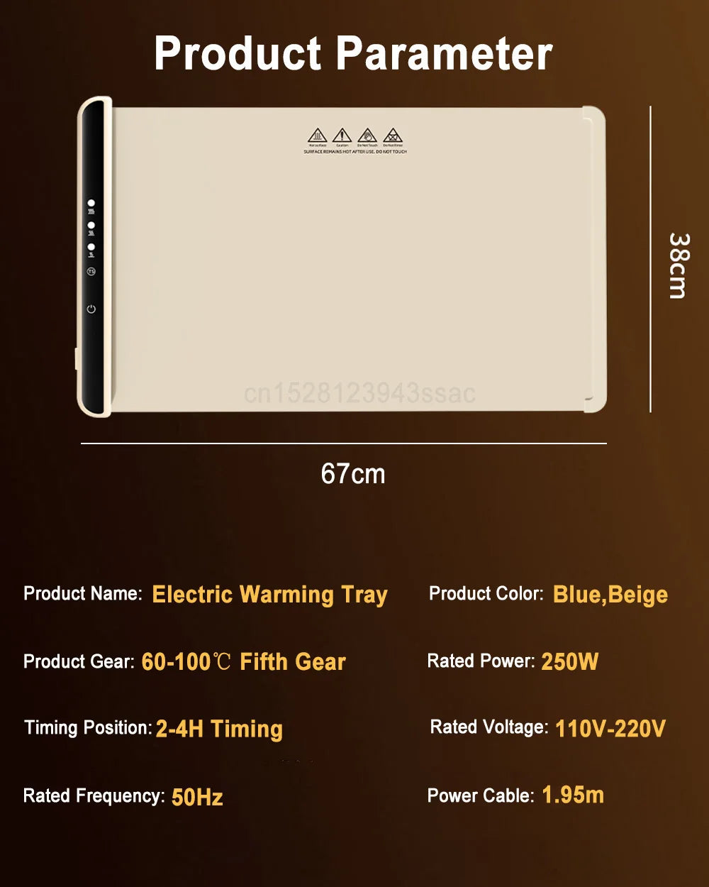 Electric Warming Tray Food Warm Plate with 3 Temperature Fast Full Surface Heating Mat Keep Food Hot Foldable Electric Warm Tray