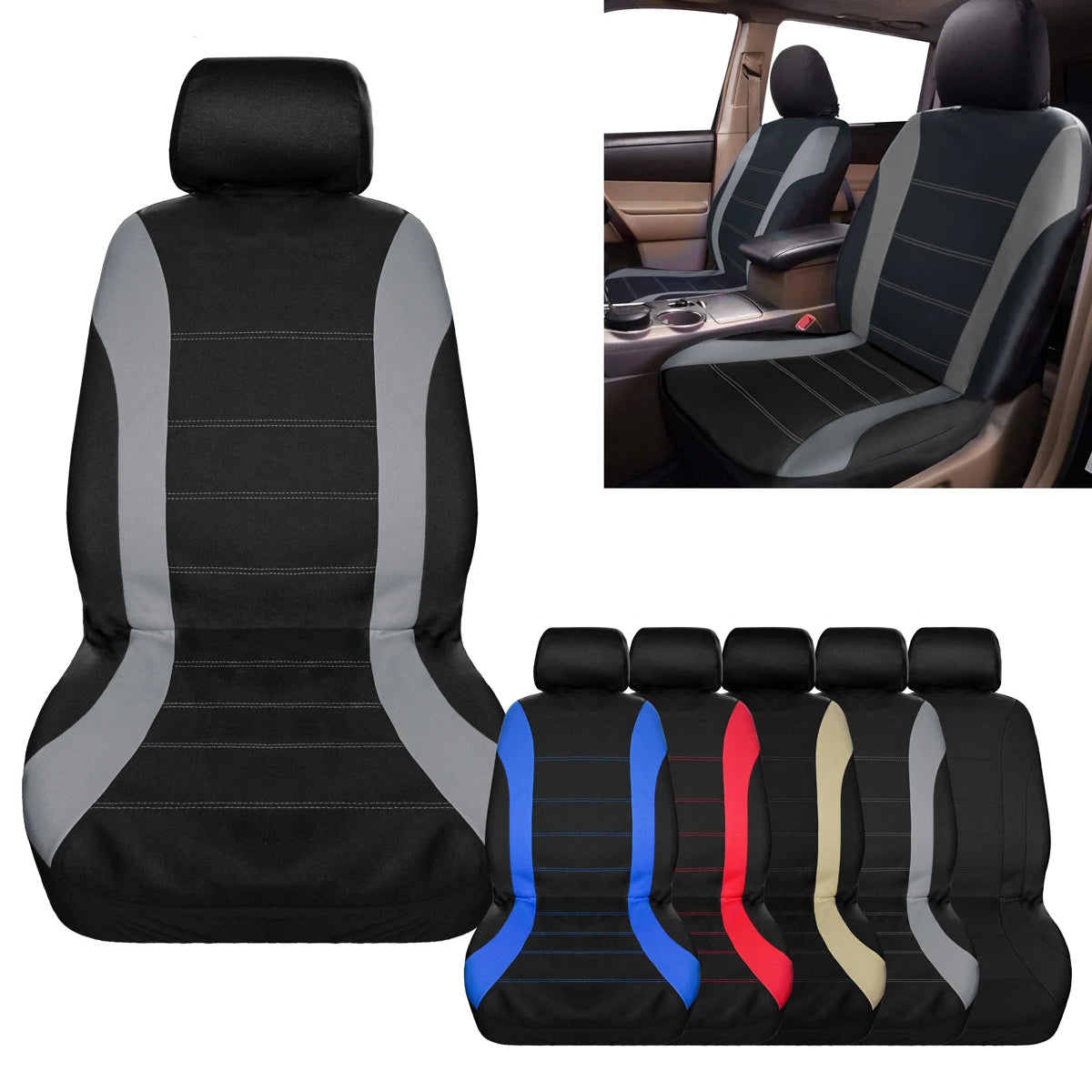 Breathable Fabric Car Seat Covers Full Set Universal Fit Lada Priora Renault Logan Interior Accessories for Trucks and SUV