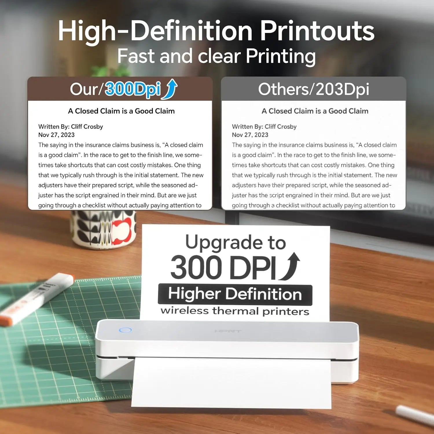 300DPI Mini A4 A5 Portable Thermal Printer HPRT MT610Pro Bluetooth Connect Android iOS for Office Travel A40 Folded Tattoo Paper