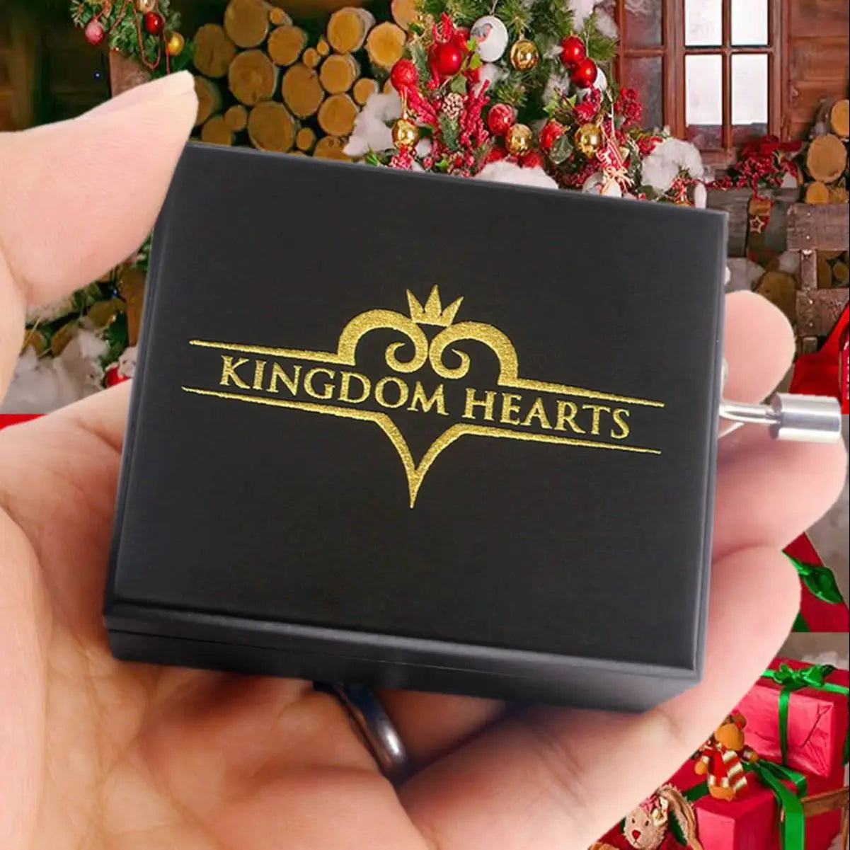 SOFTALK Kingdom heart Black Mirror Hand operated Solid Wood Music Box Birthday, Christmas, Valentine's Day Gift