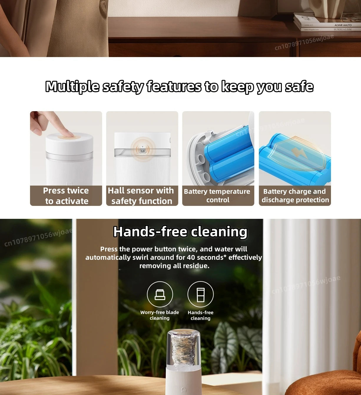 Mijia Portable Juicer 2 Fruit Automatic Juicer Type-C Charging Automatic Rinse Household 300ML Capacity Juicer