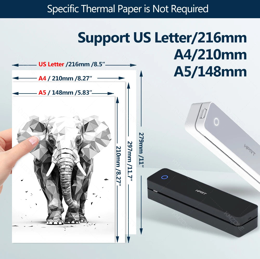 300DPI Mini A4 A5 Portable Thermal Printer HPRT MT610Pro Bluetooth Connect Android iOS for Office Travel A40 Folded Tattoo Paper