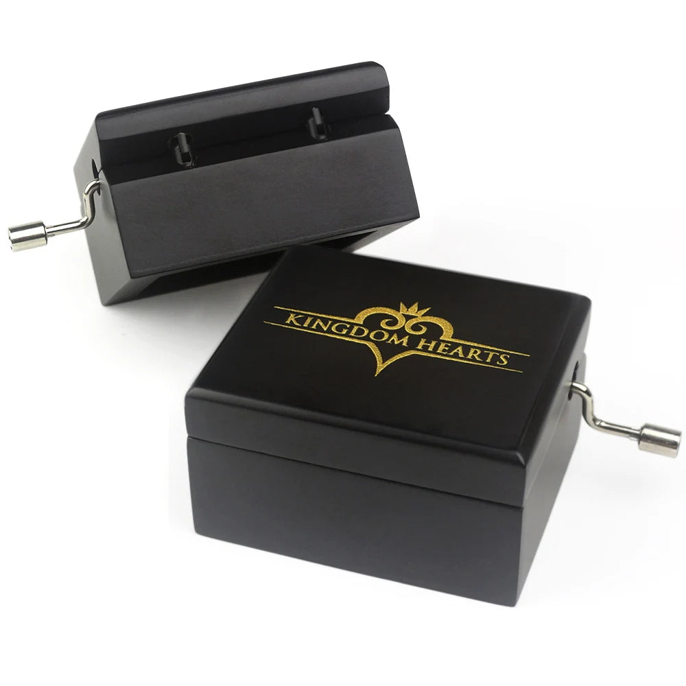 SOFTALK Kingdom heart Black Mirror Hand operated Solid Wood Music Box Birthday, Christmas, Valentine's Day Gift